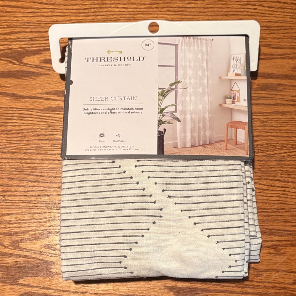Qty of 4 Threshold Sheer Curtain in White and Gray